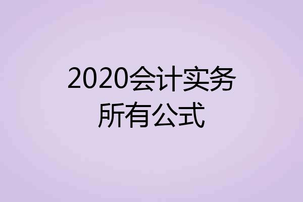 2020会计实务所有公式