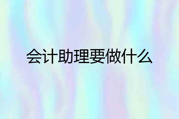 会计助理要做什么