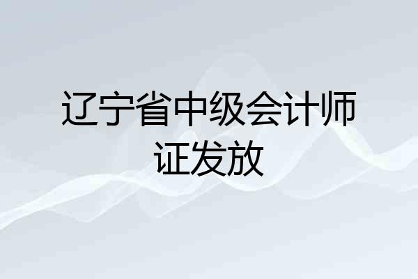 辽宁省中级会计师证发放