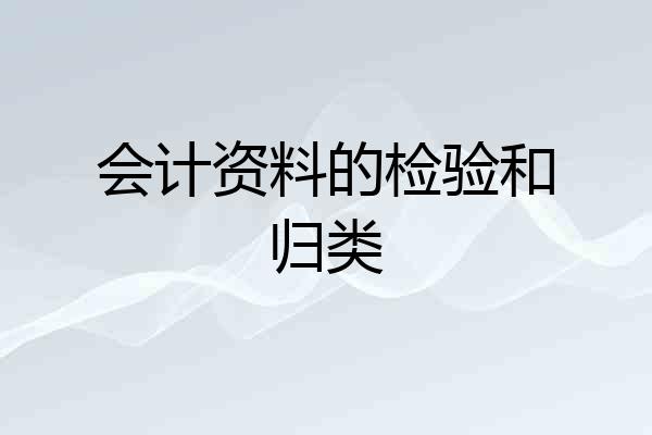 会计资料的检验和归类
