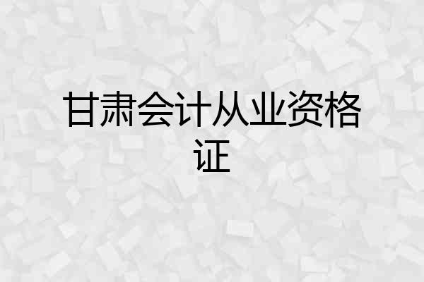 甘肃会计从业资格证