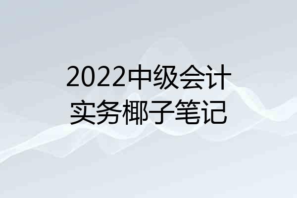 2022中级会计实务椰子笔记