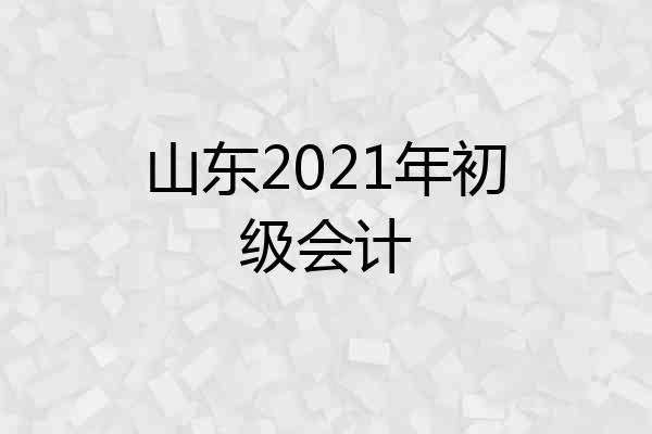 山东2021年初级会计