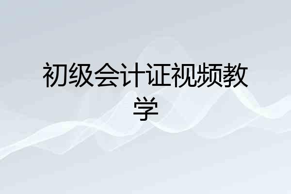 初级会计证视频教学