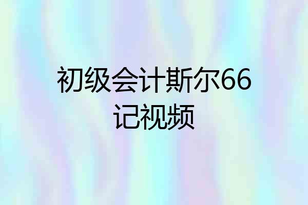 初级会计斯尔66记视频