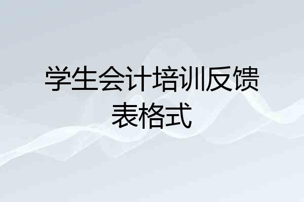 学生会计培训反馈表格式