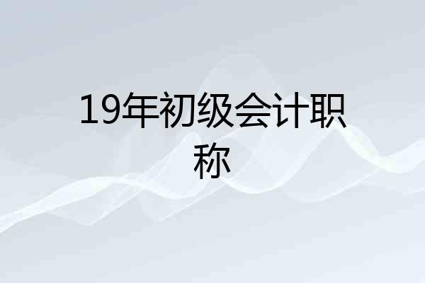19年初级会计职称