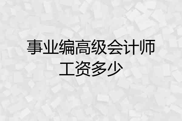 事业编高级会计师工资多少