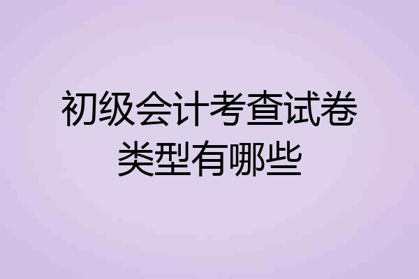 初级会计考查试卷类型有哪些
