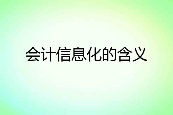 会计信息化的含义