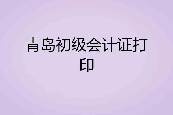 青岛初级会计证打印