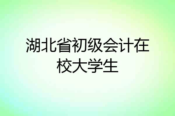 湖北省初级会计在校大学生