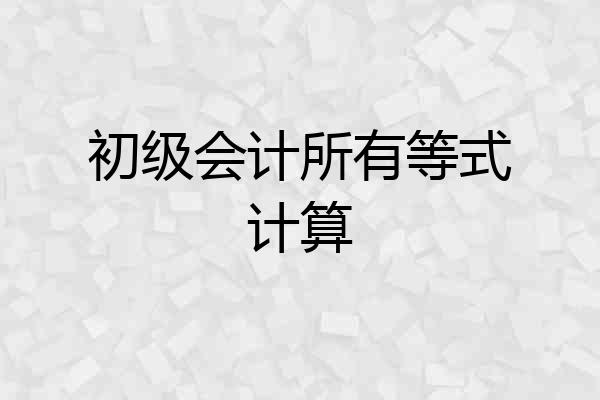 初级会计所有等式计算