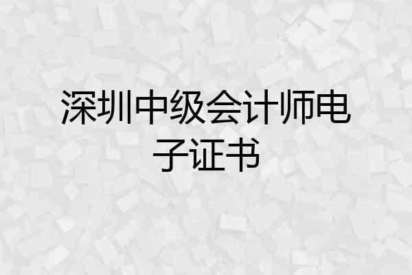 深圳中级会计师电子证书