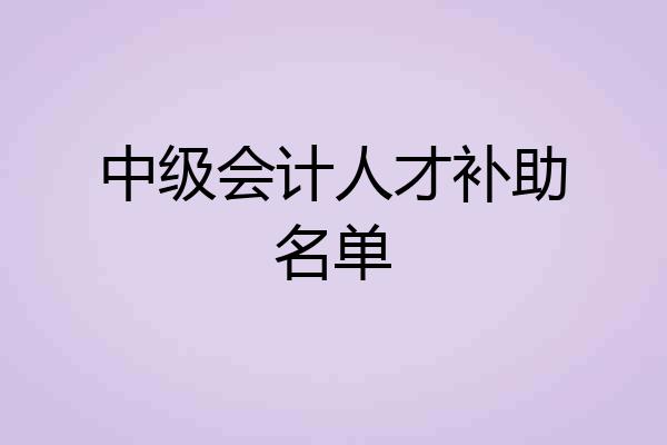 中级会计人才补助名单