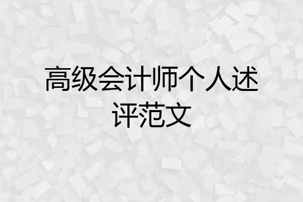 高级会计师个人述评范文