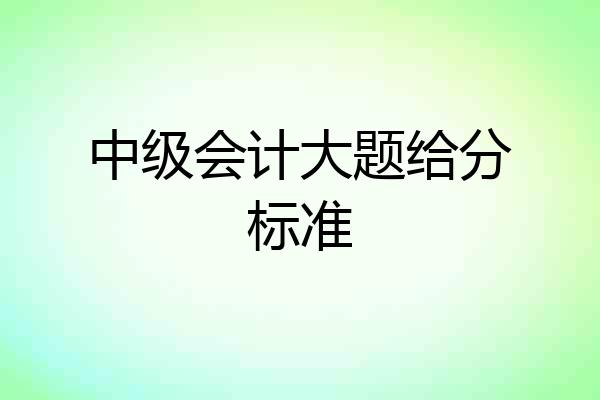 中级会计大题给分标准