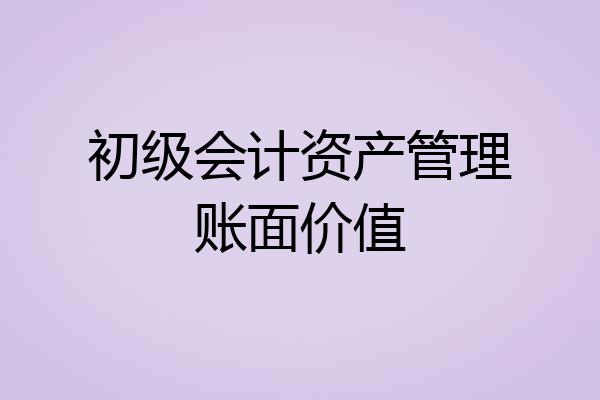 初级会计资产管理账面价值
