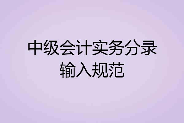 中级会计实务分录输入规范