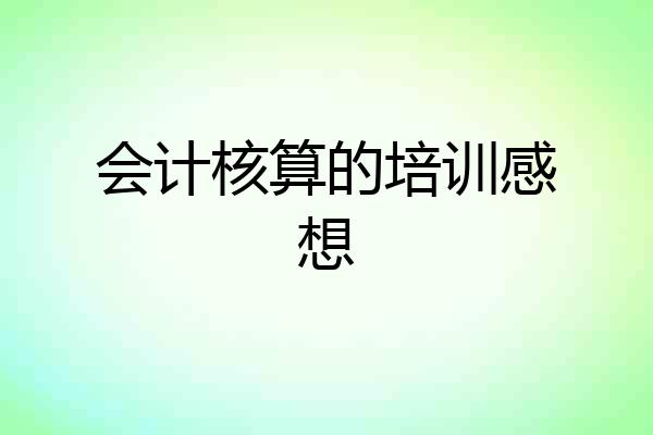 会计核算的培训感想