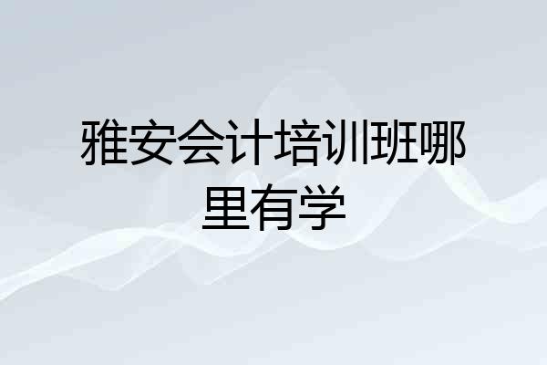 雅安会计培训班哪里有学