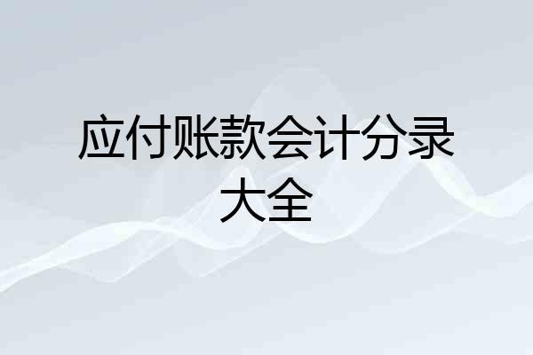 应付账款会计分录大全
