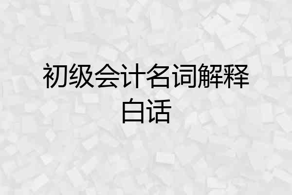 初级会计名词解释白话