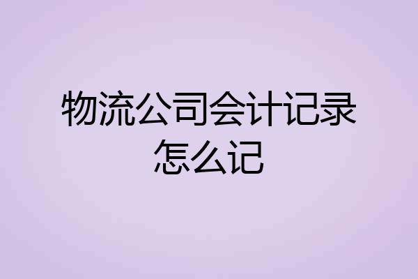 物流公司会计记录怎么记