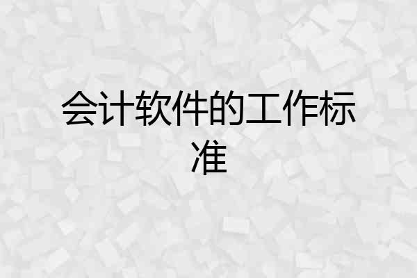 会计软件的工作标准