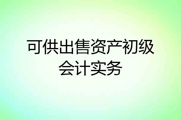 可供出售资产初级会计实务