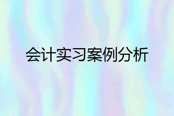 会计实习案例分析
