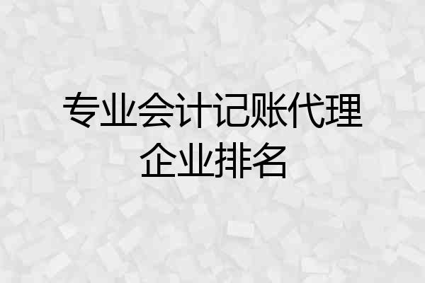 专业会计记账代理企业排名
