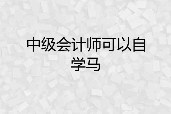 中级会计师可以自学马