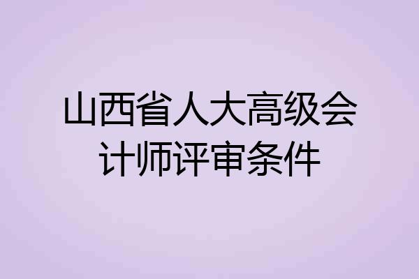 山西省人大高级会计师评审条件