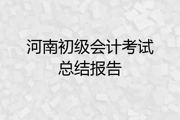 河南初级会计考试总结报告