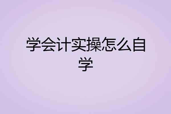 学会计实操怎么自学
