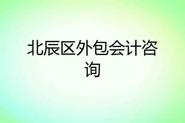 北辰区外包会计咨询