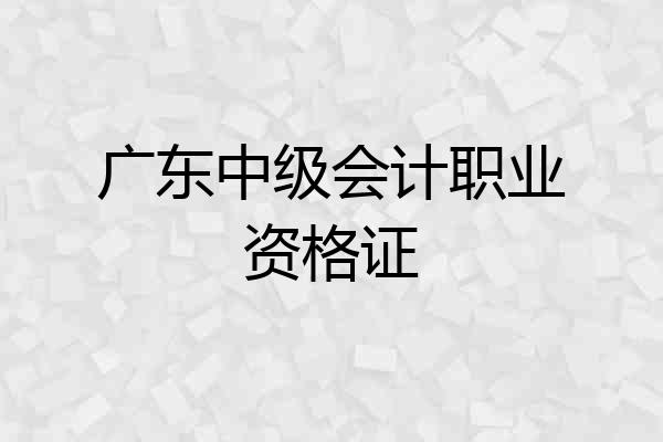 广东中级会计职业资格证
