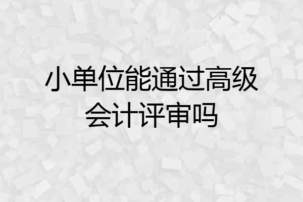 小单位能通过高级会计评审吗