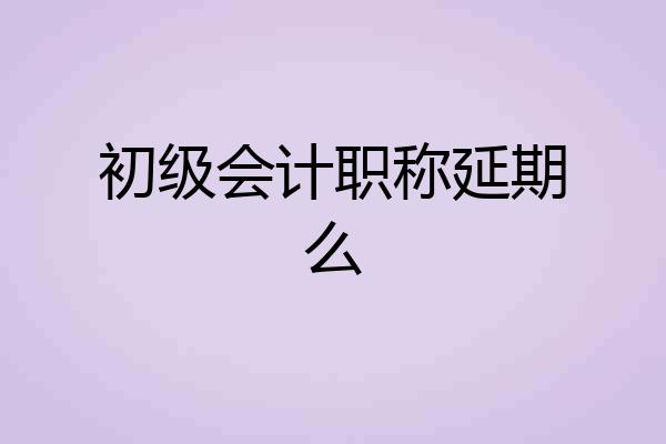 初级会计职称延期么