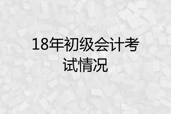 18年初级会计考试情况