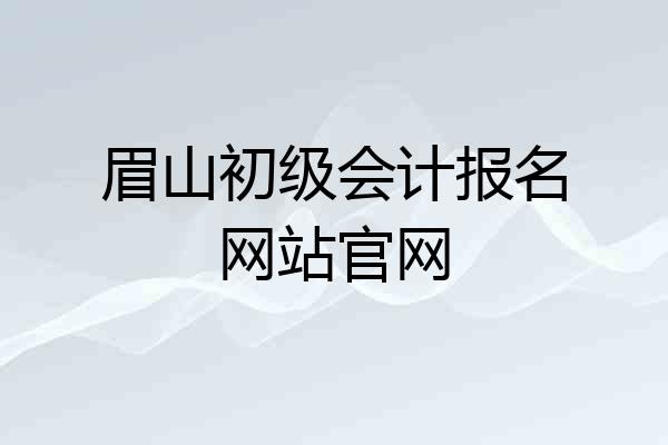 眉山初级会计报名网站官网