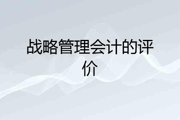 战略管理会计的评价