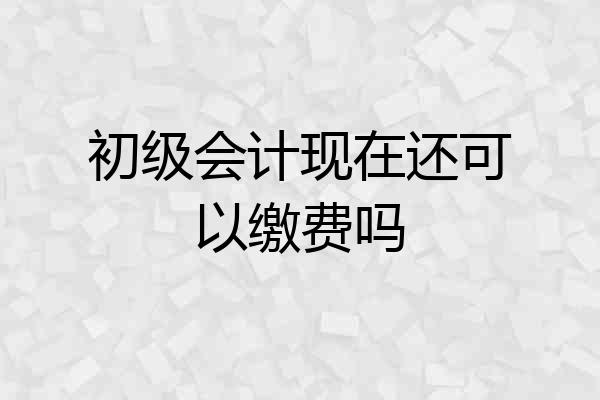 初级会计现在还可以缴费吗