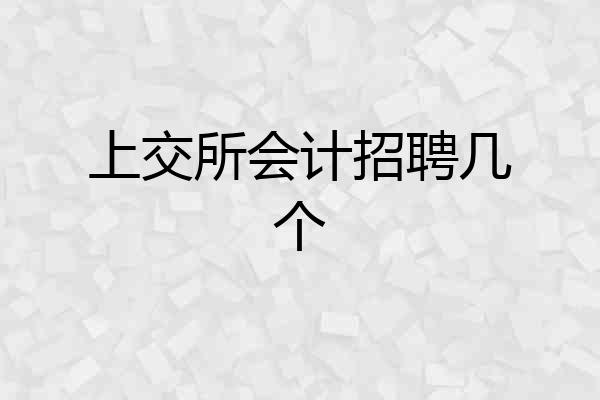 上交所会计招聘几个