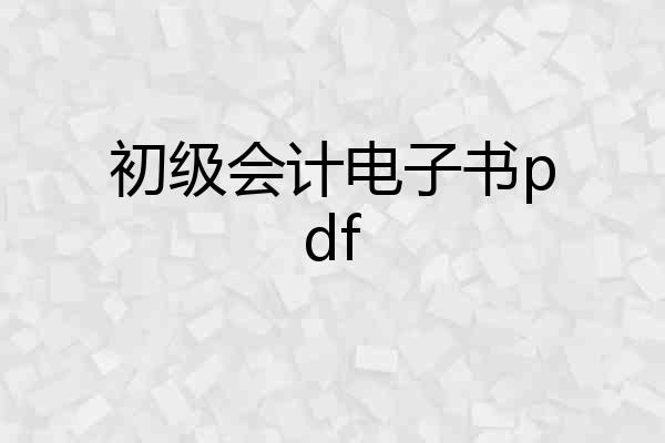 初级会计电子书pdf