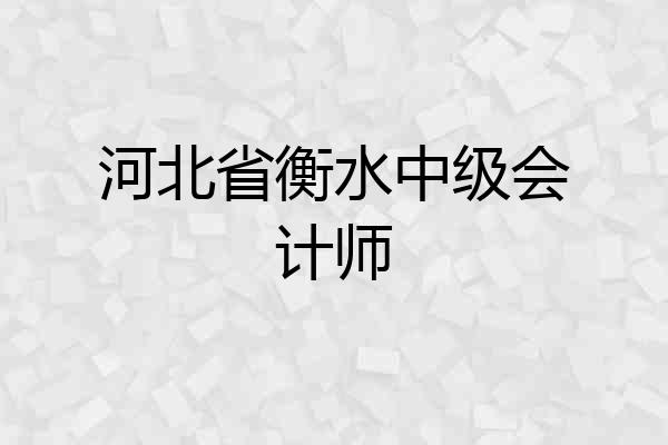 河北省衡水中级会计师