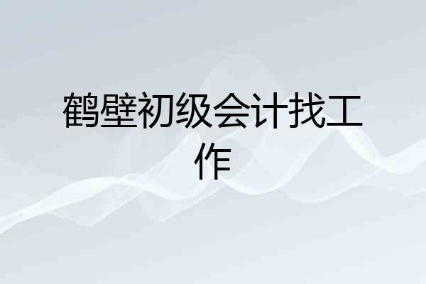 鹤壁初级会计找工作