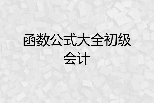 函数公式大全初级会计