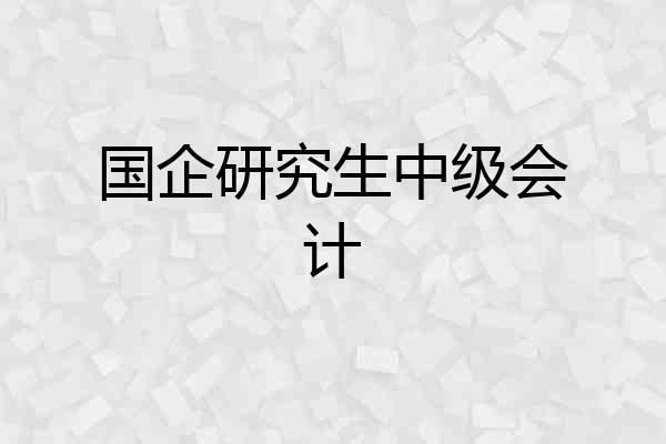国企研究生中级会计